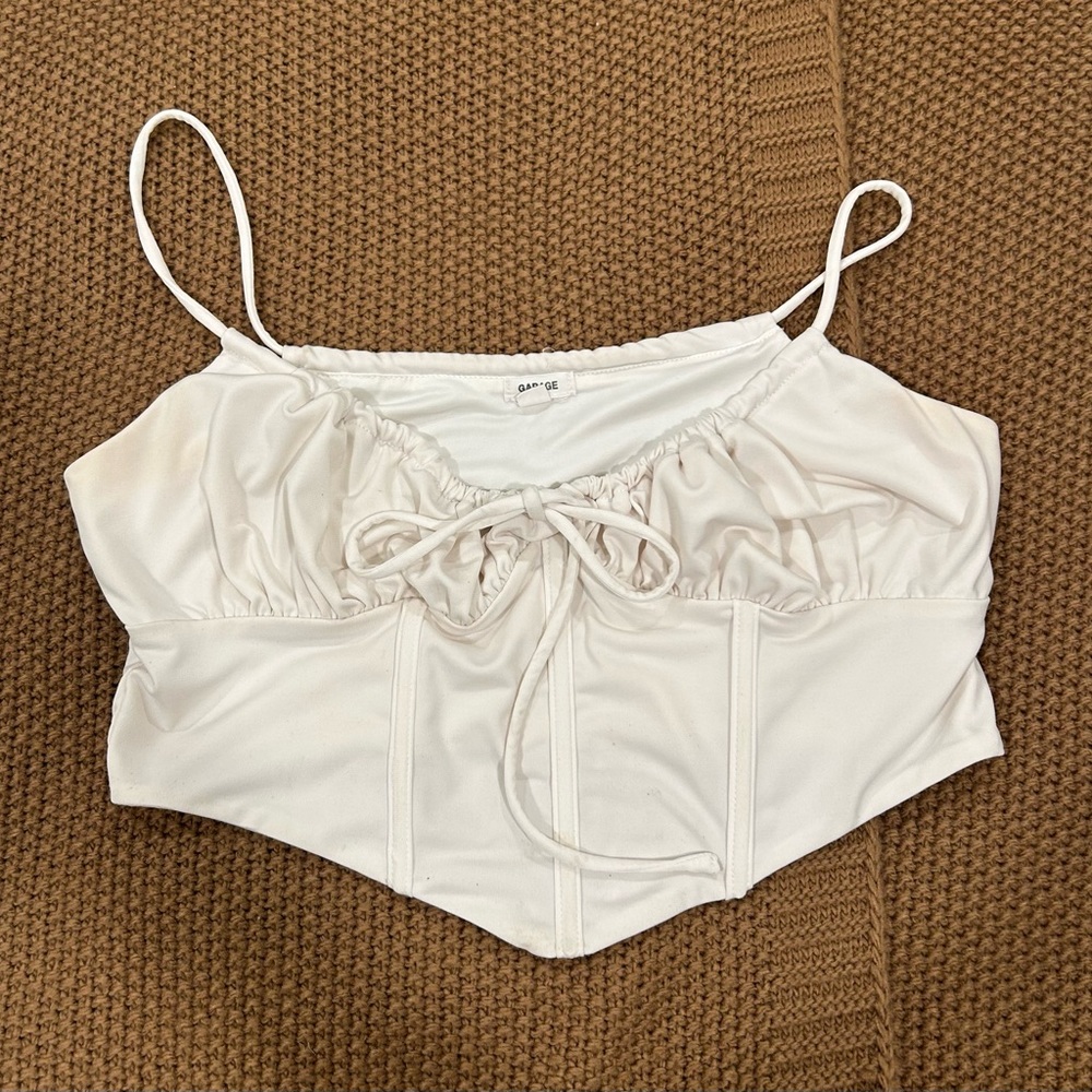 Garage White Crop Top